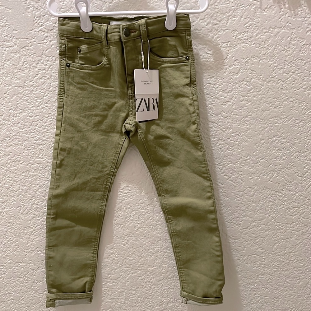 Zara kids denim pant. Boys. Size 4-5. Green. NWT